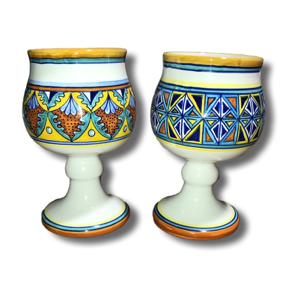 Pair of vintage Franco Mari wine goblets - Picture 2 of 5